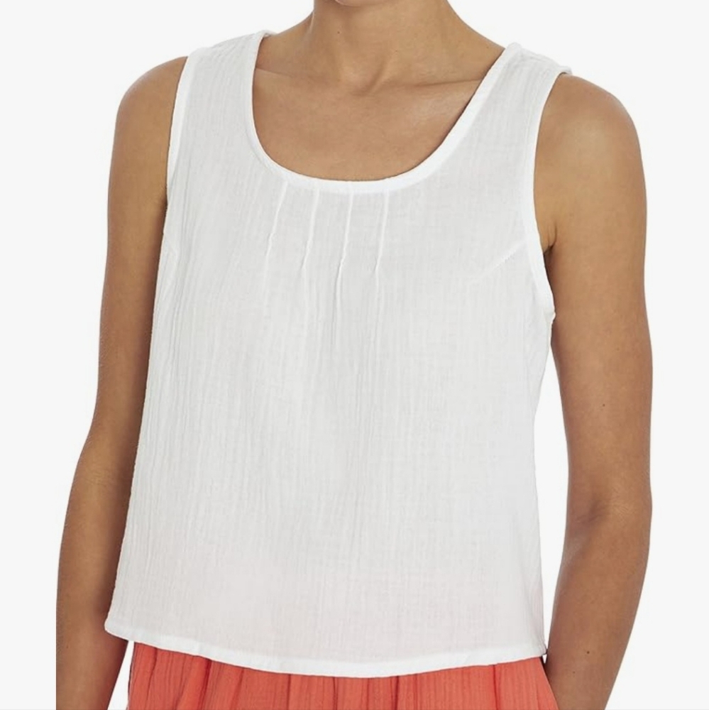THREE DOTS Pintuck Tank In White Size XS